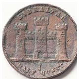Gibraltar 1842 Queen Victoria HALF QUART coin