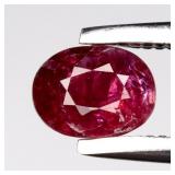 0.51ct 5x3.8mm Oval Natural Purplish Red Ruby - Un