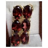Silver 3.5g Garnet 6ct Gold-Plated Earrings