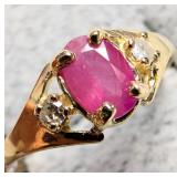 APPR $1260 10K Gold 1.3g Ruby 0.50+0.10ct Ring