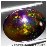 Oval Cab AAA Floral Flash Play Of Color Crystal Bl