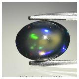0.92ct 8.2x6mm Oval Cabochon Natural Black Opal -