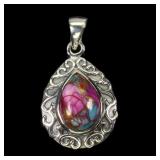 925 Sterling Silver Pendant Pear Kingman Turquoise