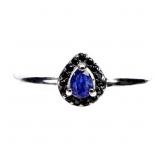 925 Sterling Silver Ring Pear Blue Sapphire 4x3mm