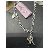 Silver 3.54g Diamond two-Tone Bracelet Rhodium Pla