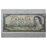 Canada $20 Banknote 1954 BC-41b Beattie Rasminsky