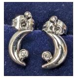 Silver 1g Genuine Diamond 0.03ct Earrings