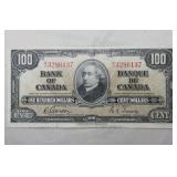 Canada $100 Banknote 1937 BC-27b Gordon Towers