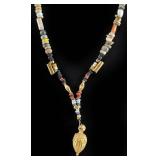 Ancient Roman Necklace w Gold Pendant, Bead & Seed