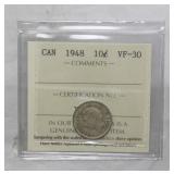 ICCS Canada Ten Cents 1948 VF-30