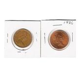 Lot of 2 UK New Pence 1981 & 1986