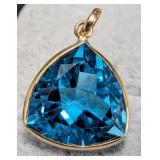 APPR $620 10K Gold 1.63g Blue Topaz 7ct Pendant