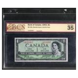BCS VF35 Canada 1954 $1 Note Devil's Face