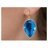 APPR $1125 10K Gold 3.05g Blue Topaz 12.5ct Earrin