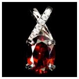925 Sterling Silver Pendant Oval Mozambique Garnet