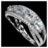 925 Sterling Silver Ring Oval Aquamarine 6x4mm Nat
