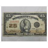 Dominion of Canada 25 Cents Shinplaster 1923 DC-24