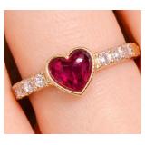 10K Gold 1.5g Lab Ruby 1.15ct Lab Diamond 0.