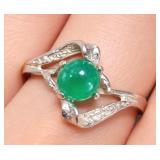 Silver 1.75g Green Chalcedony Ring Retail
