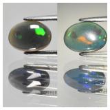 0.88ct 8.8x6.5mm Oval Cabochon Natural Black Opal