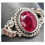 Silver 2.3g Ruby 0.8ct Ring