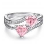 1ct Simulated Pink Diamond CZ Platinum Plated Ring
