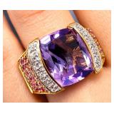 Silver 7.3g Amethyst App 6ct Ring Retail