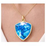 10K Gold 0.95g Blue Topaz 3.7ct Pendant