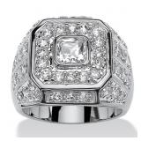 1ct Simulated Diamond CZ Platinum Plated Men Ring