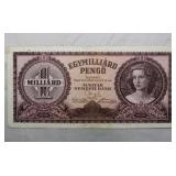 Hungary 1946  1 Billion Pengo Banknote