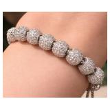 Silver 8.94g Cz Bracelet Adjustable