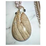 Natural Agate Pendant  leather necklace by Peter N