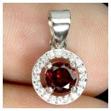 925 Sterling Silver Pendant Round Mozambique Garne