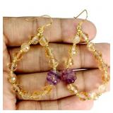 925 Sterling Silver Earrings Carving Fluorite 10mm