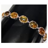 Silver 9.5g Genuine Amber Bracelet