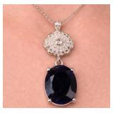 Silver 4.6g Sapphire 6ct Pendant