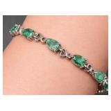 Silver 7.5g Emerald 6.5ct Bracelet 7-8ï¿½