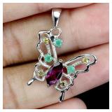 925 Sterling Silver Pendant Marquise Rhodolite Gar