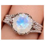 Silver 4.18g Moonstone App 1.5ct Ring