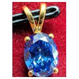 Silver Created Tanzanite 1.15ct Pendant Retail
