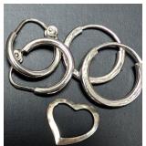 Silver 1.51g 2 Small Hoop And 1 Heart