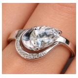 Silver 2.71g White Quartz App 1.5ct Ring Size