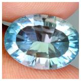 Oval Concave Cut Natural Swiss Blue Topaz 5.35ct 1