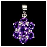 925 Sterling Silver Pendant Oval Amethyst 7x5mm Na