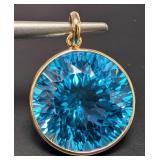10K Gold 2.68g B.Topaz 12.5ct Pendant