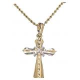 34mm Simulated Diamond CZ 14k Gold Plated Necklace