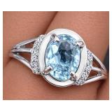 Silver 2.62g B.Topaz 1.5ct Ring