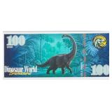 Silver Foil 2025 Dinosaur World $100 Banknote