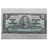 Canada $1 Banknote 1937 BC-21d Coyne Towers