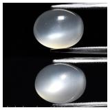 3.54ct 10x8mm Oval Cabochon Natural White Cat's Ey